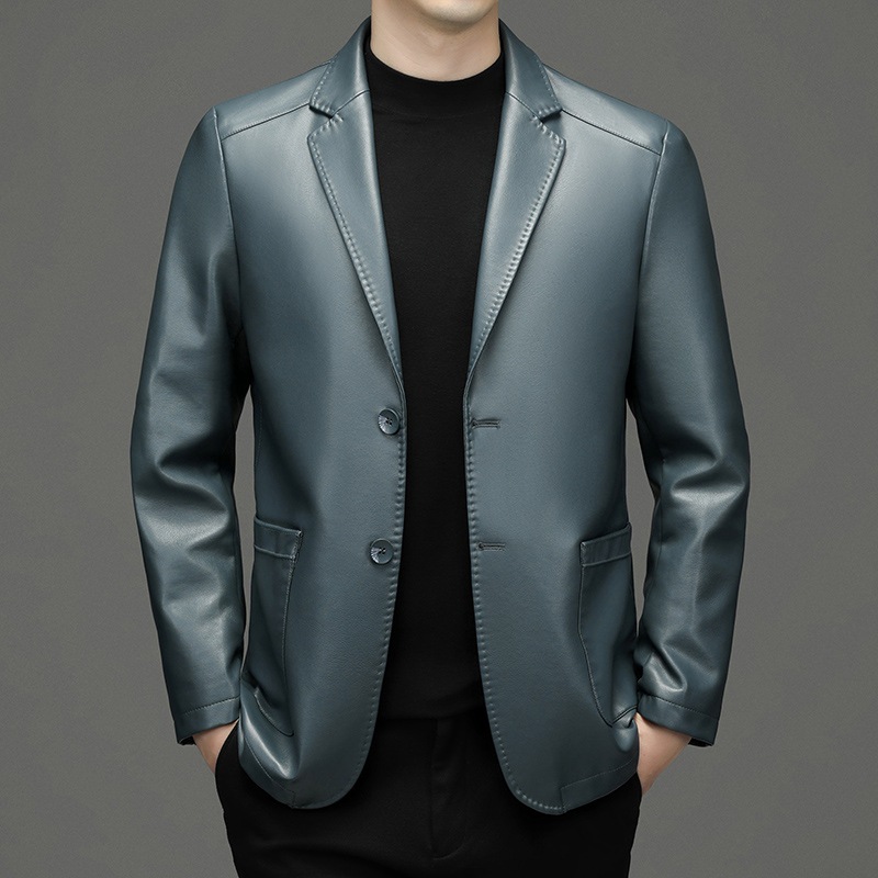 Slim Fit Blazer Men - Neue Männer Echtes Leder Blazer Jacken