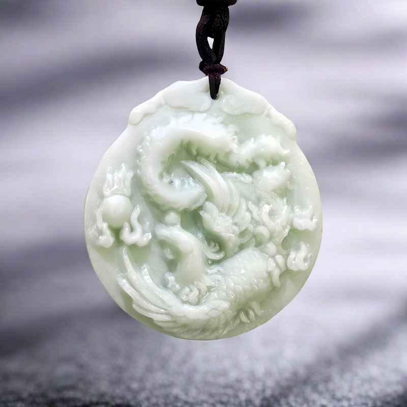 Men'S Fashion Jewelry - Natürliche echte Jade Phoenix Anhänger Halskette