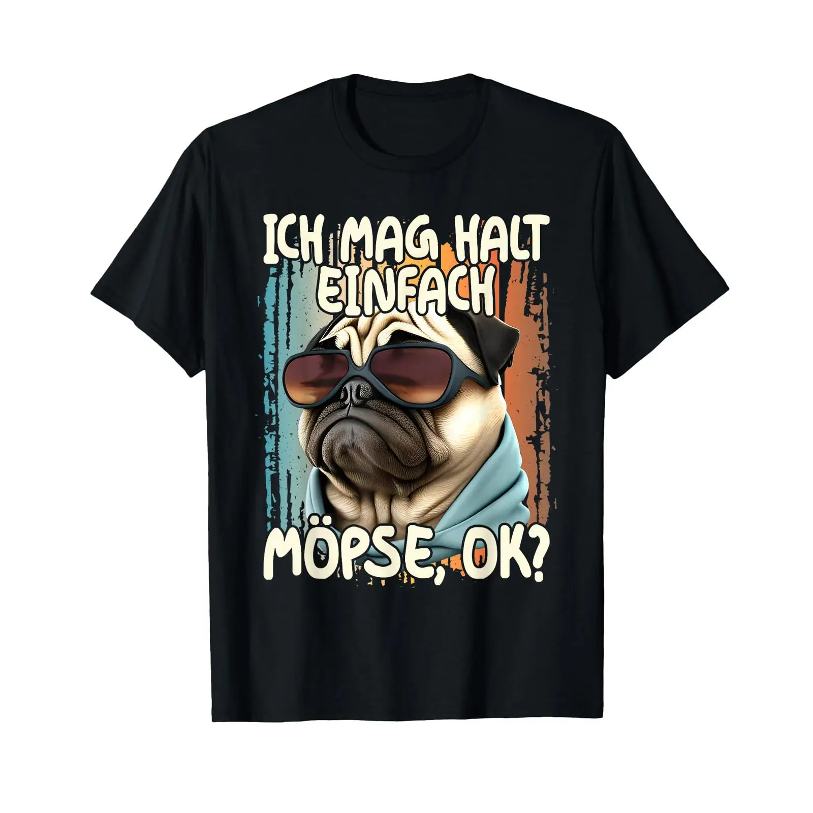 Men'S Fashion Mag - Mops-T-Shirt mit deutschem Text Ich Mag