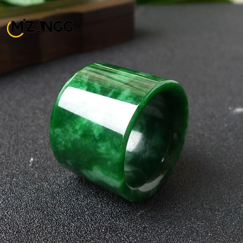 Men'S Fashion For Wedding - Natürlicher Myanmar Jadeit Ring chinesische Schnitzerei