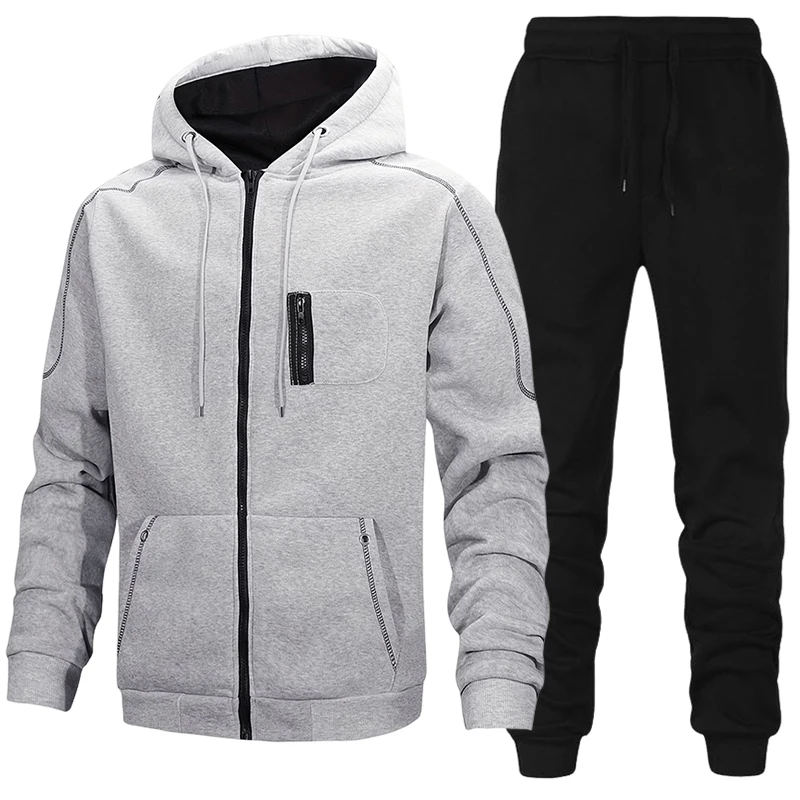 Mens Fashion Workwear - Modischer Herren-Trainingsanzug, Lässiger Kapuzenpullover, Sweatshirt, Outdoor-Sportbekleidung,