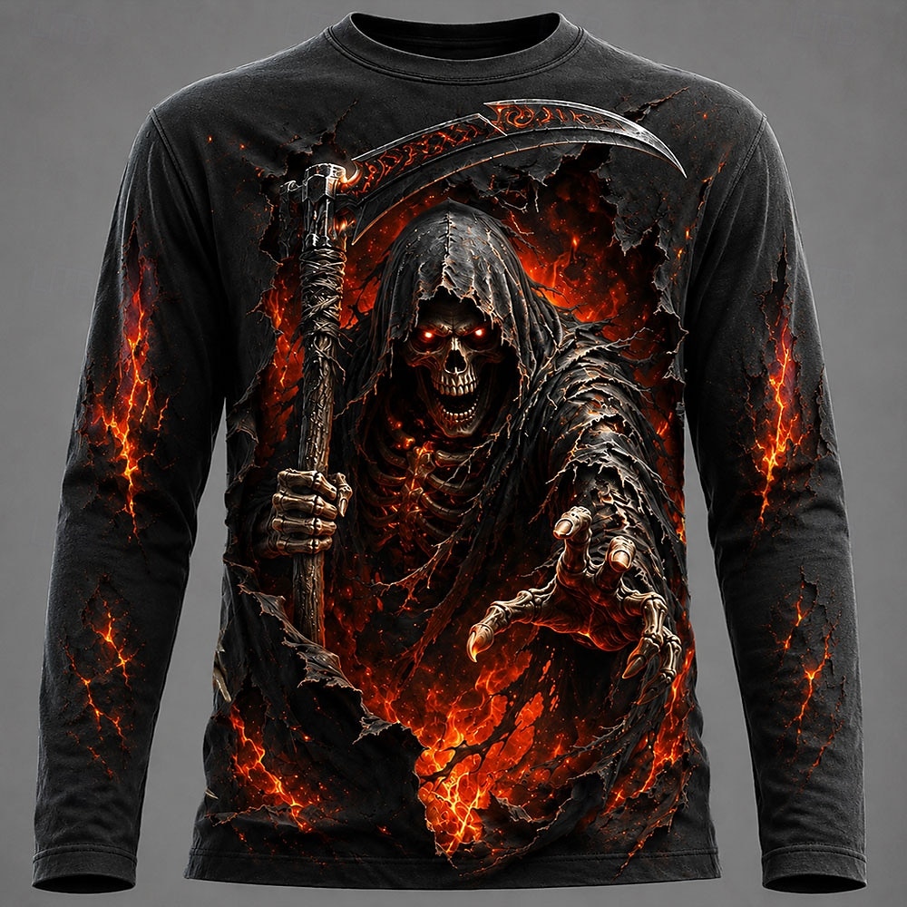 Men'S Fashion 2025 - Halloween Herren 3D Grafik Bedrucktes Langarm-T-Shirt