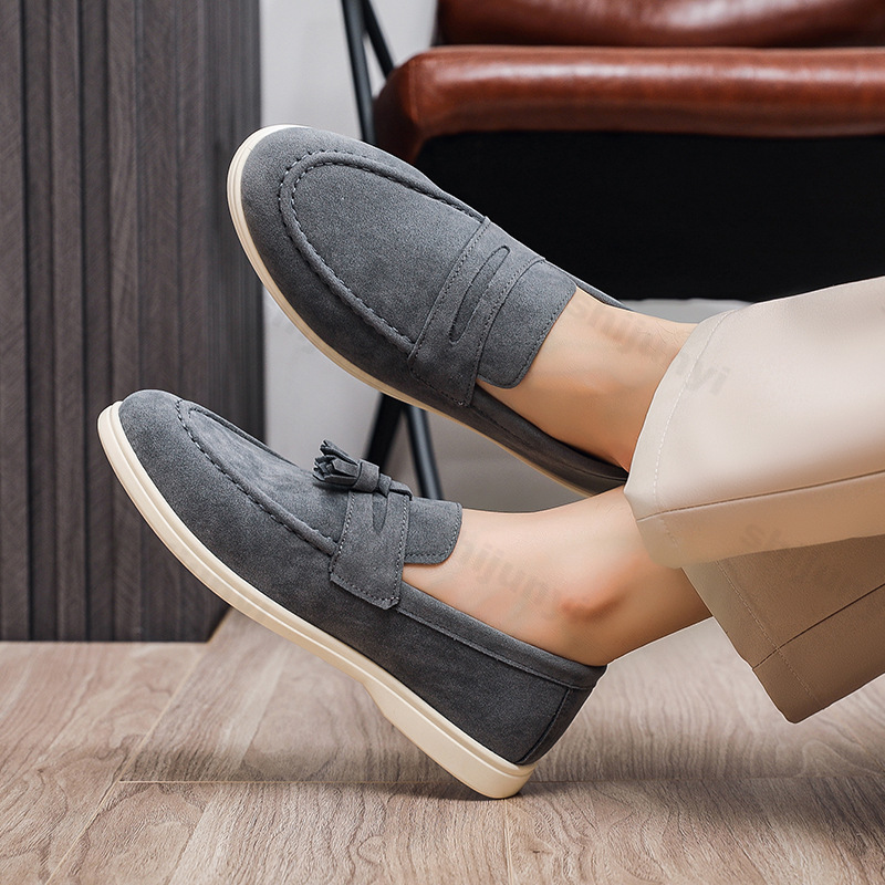 Men'S Fashion For Wedding - Herren Flache Slipper aus Mattiertem Wildleder