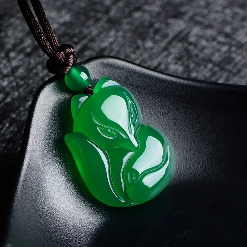 Men'S Fashion Jewelry - Jade Fuchs Halskette Anhänger Natürliche Grün