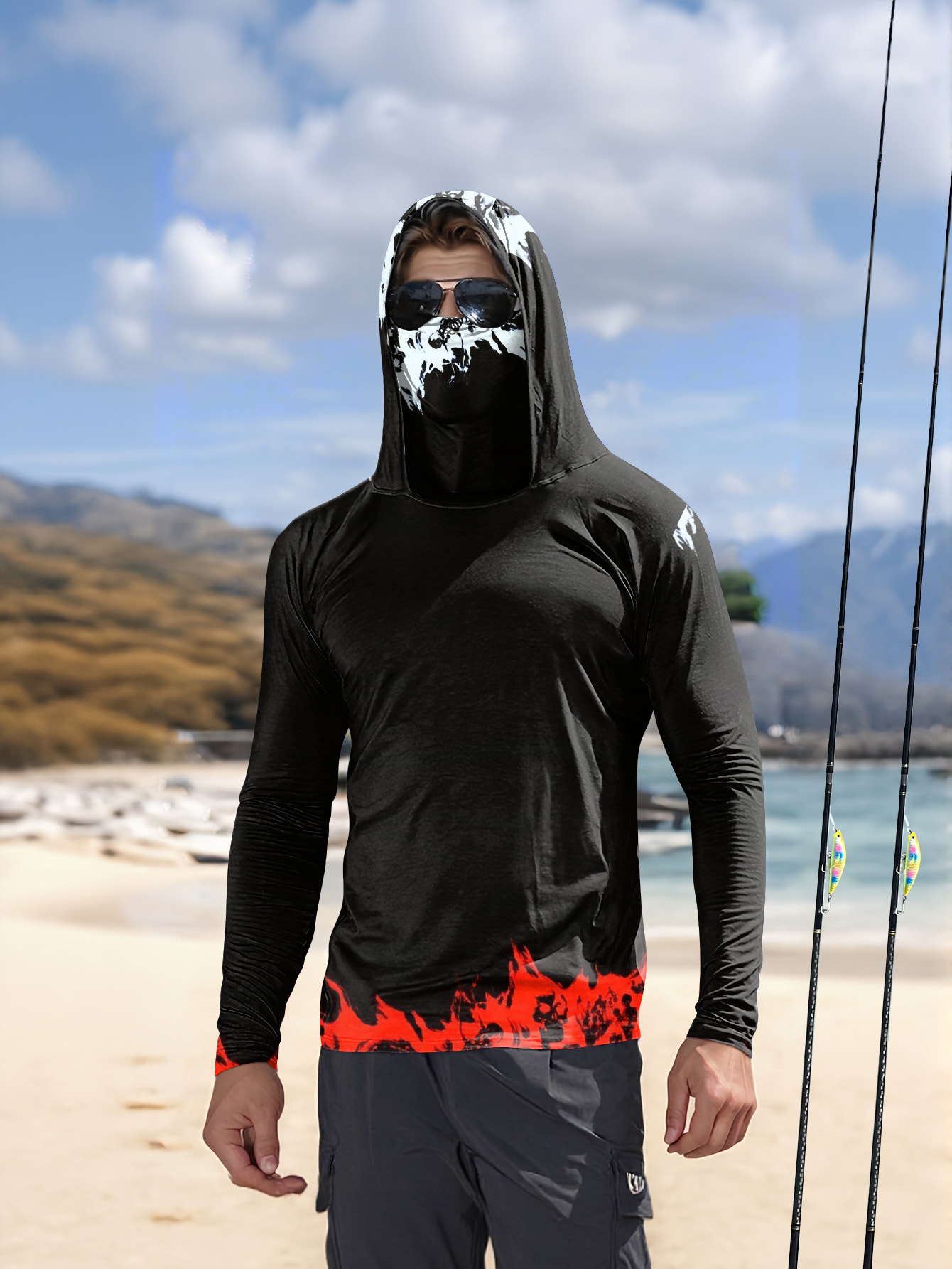 Men'S Fashion 2025 - Herren Angelhemd mit Kapuze, langärmlig, Angelbekleidung,