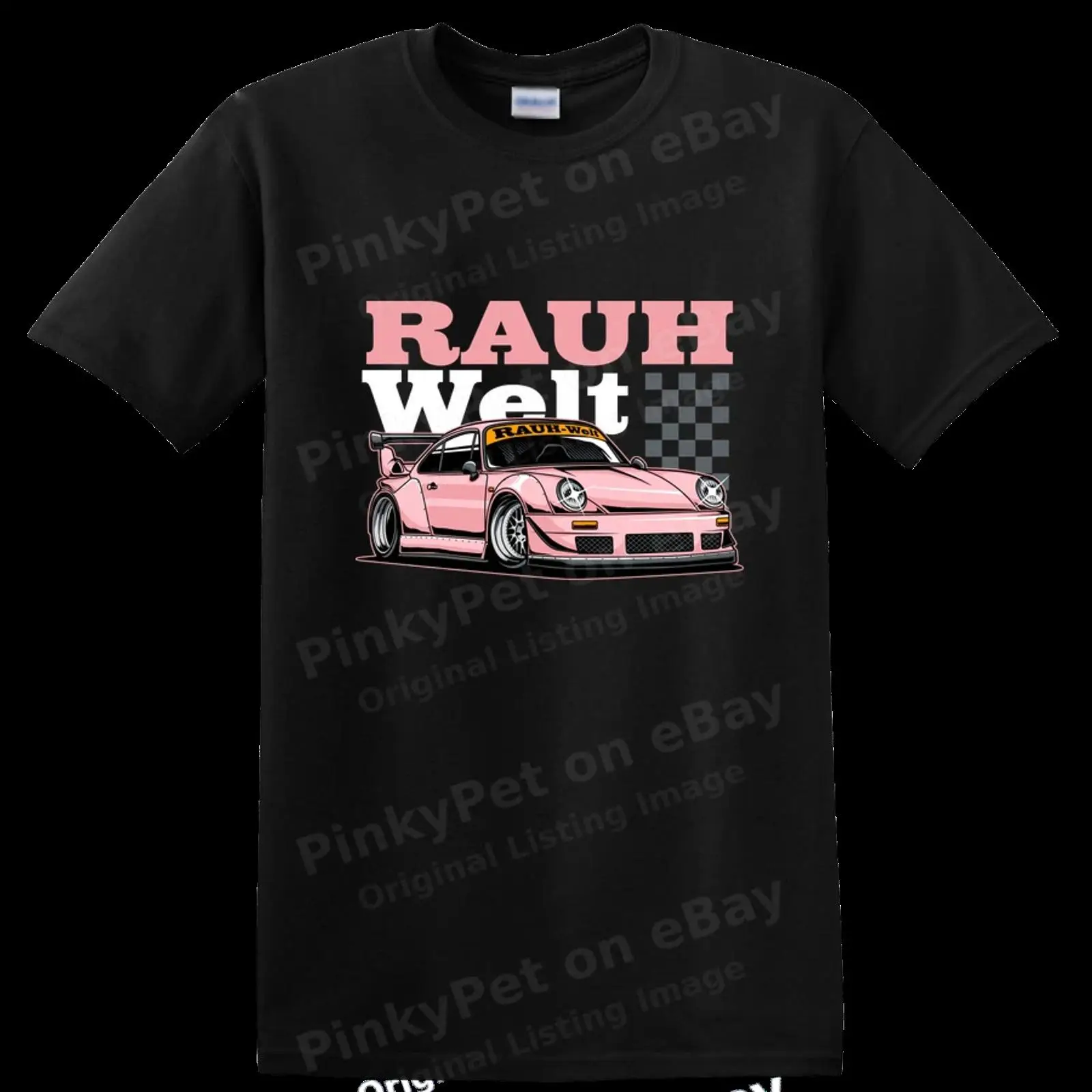 Mens Fashion Style Images - Rosa Auto-Fan-Art-T-Shirt für Rennsportbegeisterte, Retro-Stil, Bild