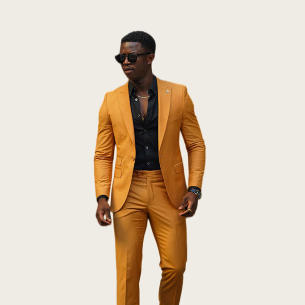 Slim Fit Blazer Men - Senfgelbe Herrenanzüge 2-teilig Smoking Slim Fit