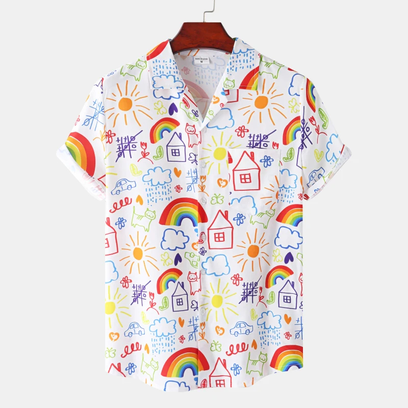 Men'S Fashion Lk - Sommer Regenbogen männer Berufung Revers Camisa