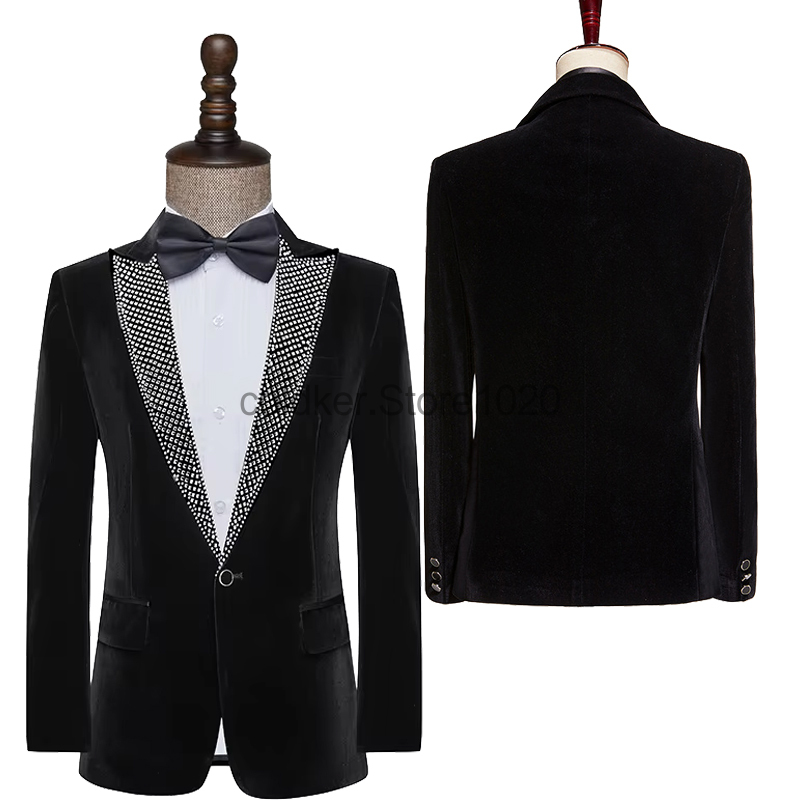 Men'S Fashion Lk - Neue männer Luxus Kristall Samt Blazer