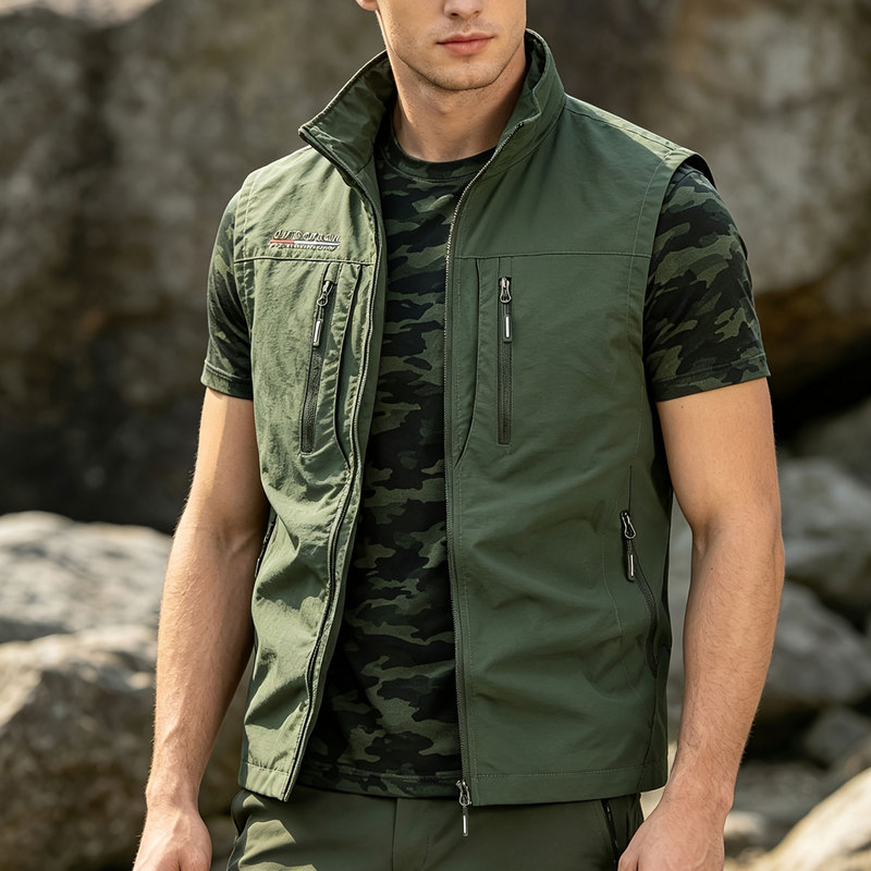 Mens Fashion Vest - Herrenweste, Laufjacke, ärmelloses Hemd, Herren-Fitnessjacke in