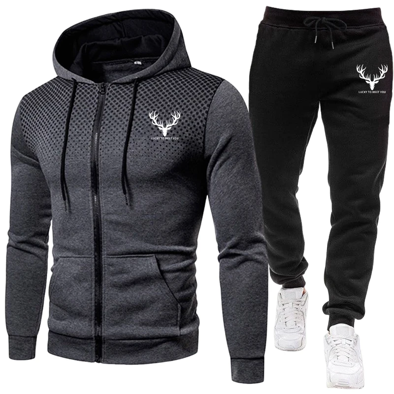 Mens Fashion Workwear - 2026 Neuerscheinung Herren-Set Reißverschluss-Hoodies und Schwarze