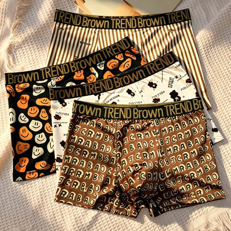Men'S Fashion Lk - 4 Stück! Herrenunterwäsche! Bedruckte Persönlichkeits-Cartoon-Unterwäsche Boxershorts