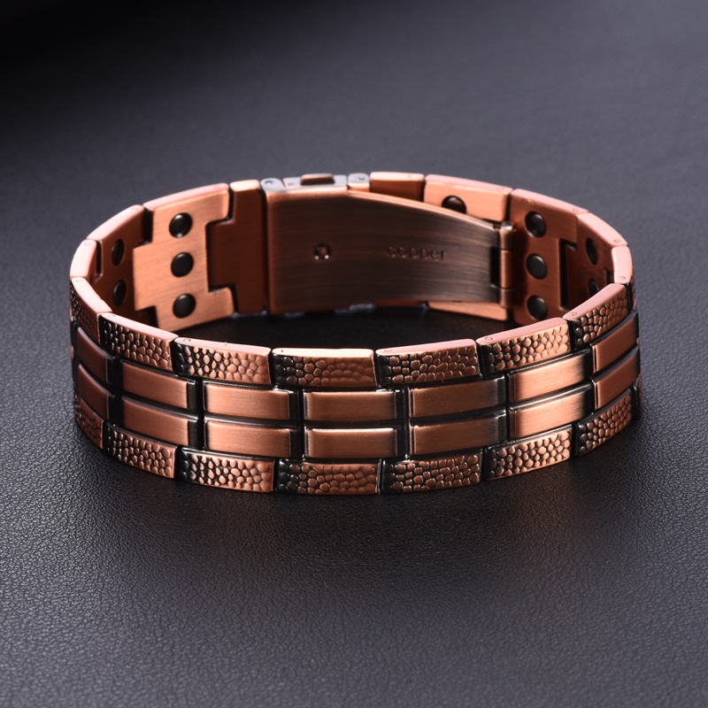 Men'S Fashion Lk - Premium-Kupferarmband für Herren, Gittermuster-Design, magnetisches Armband,