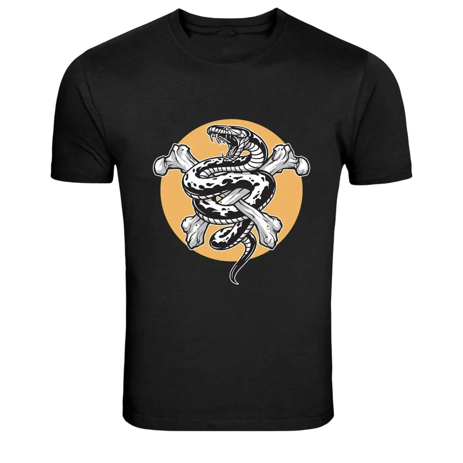 Mens Fashion Style Images - T-Shirt mit Schlangen- und Knochen-Schädel-Tattoo-Motiv, Bild