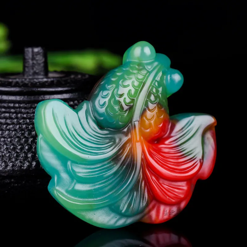 Men'S Fashion Jewelry - Chinesische Natürliche Farbe Jade Goldfisch Anhänger