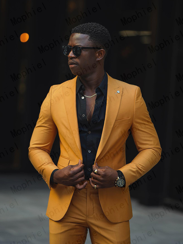 Senfgelbe Herrenanzüge 2-teili – Slim Fit Blazer Men Bewertung und Preis