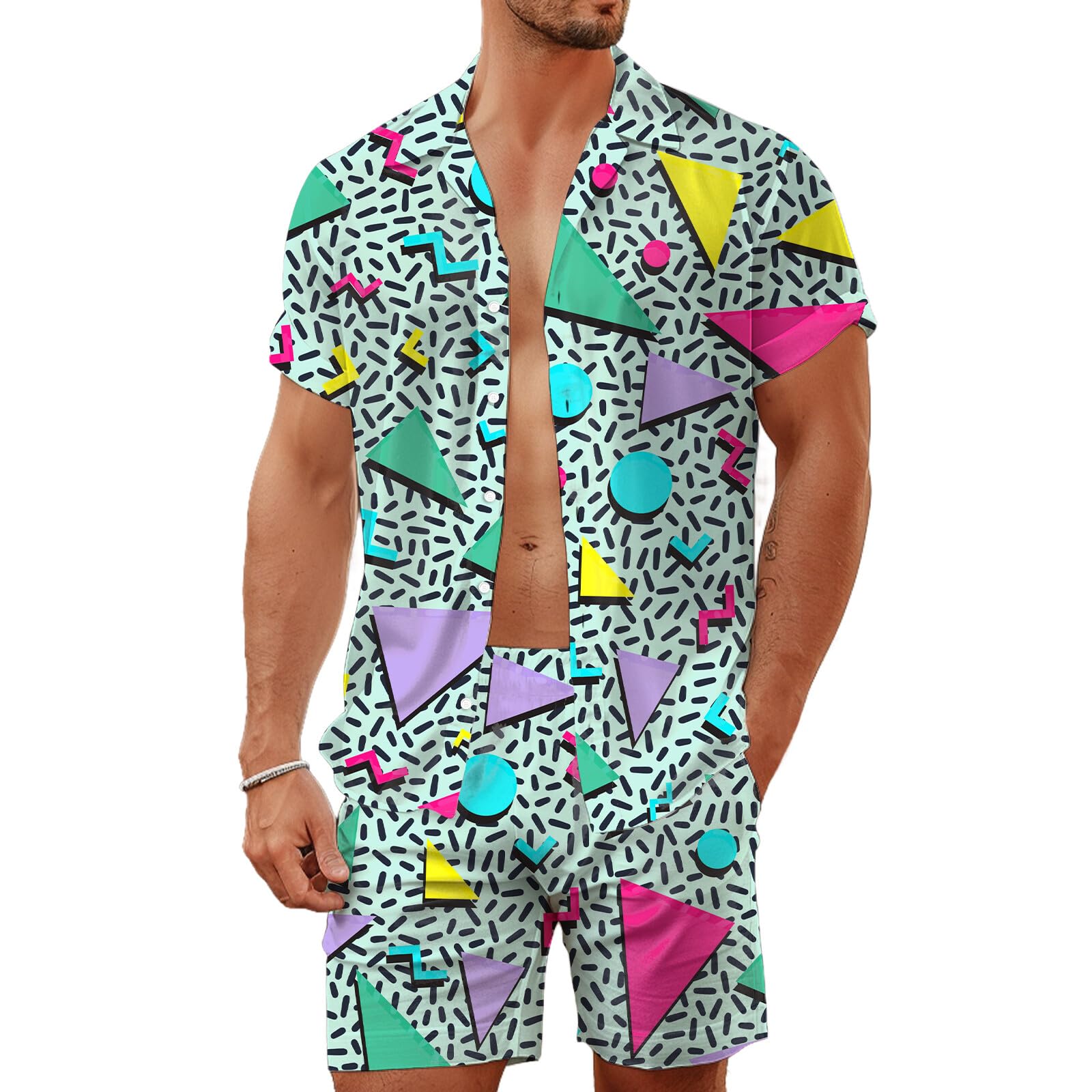 Sommer Unregelmäßiger Geometri – Mens Fashion Workwear Bewertung und Preis