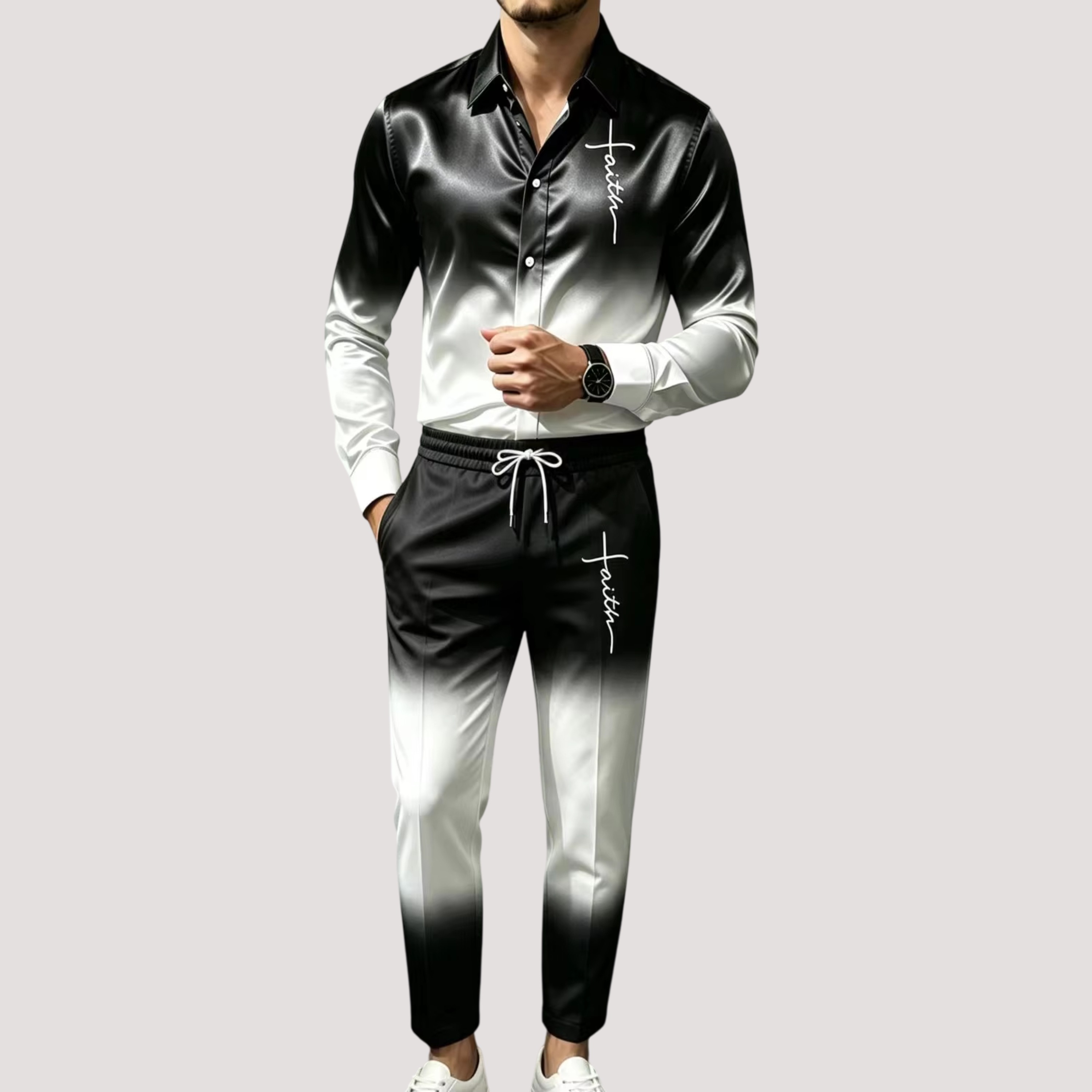 Herren-Satin-Seiden-Sportanzug – Mens Fashion Workwear Bewertung und Preis