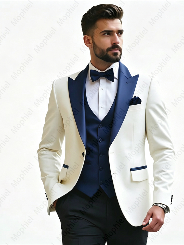 Weiße Herrenanzüge, 3-teilig,  – Slim Fit Blazer Men Bewertung und Preis